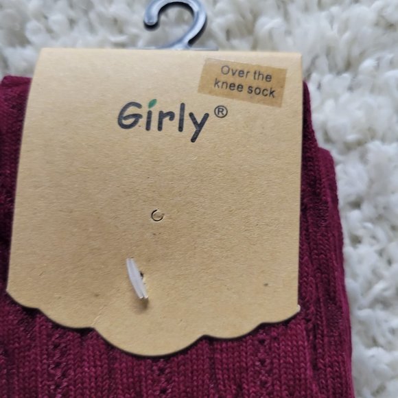 Thigh High Socks Extra Long Cable Knit Over The Knee Socks Stretchy Socks Red - Picture 6 of 13